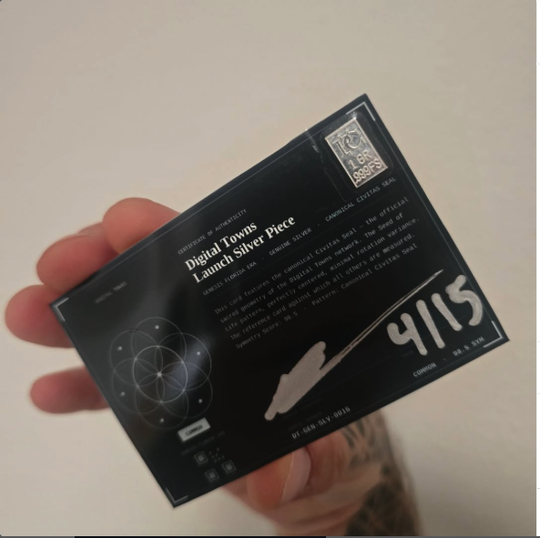 Launch Silver Piece #4115 &mdash; the first silver piece shipped from Digital Towns