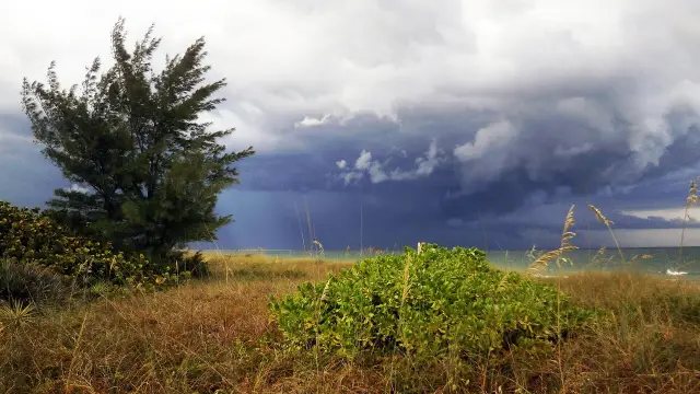 Summer thunderstorm approaching the beach at Hutchinson Island, Florida