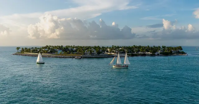 Sailboats on the water off Sunset Key near Key West, Florida